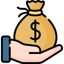 کیسه پول بر روی یک دست